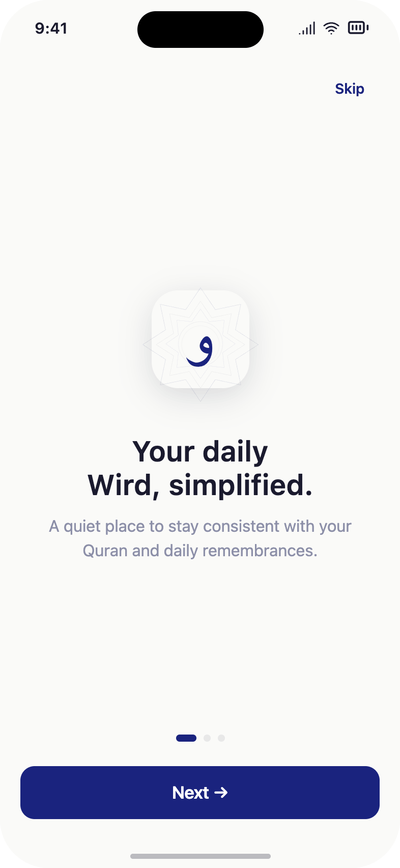 Onboarding welcome screen